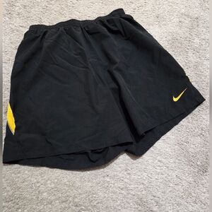 Nike Black Dri-Fit Livestrong Athletic Shorts with Yellow Accents